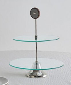 Aura 2-Tier Glass Serving Platter with Wheel Stem ...