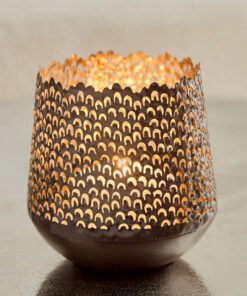 Corlie Metal Peacock Cutwork Votive Candleholder -...