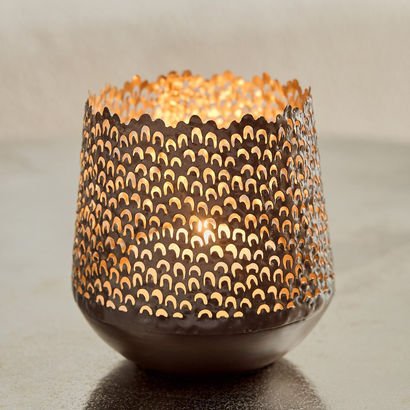 Corlie Metal Peacock Cutwork Votive Candleholder -...
