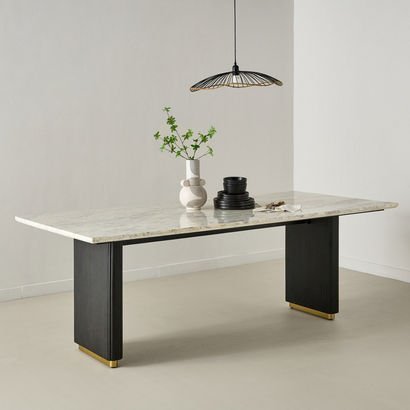 Cavon Fabio Genuine Marble Top 8-Seater Dining Tab...