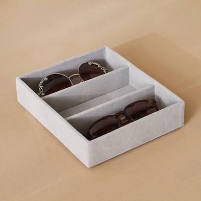 Velour 3-Compartment Glasses Organizer Tray