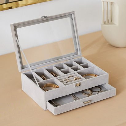 Velour 2-Tier Jewellery Organiser