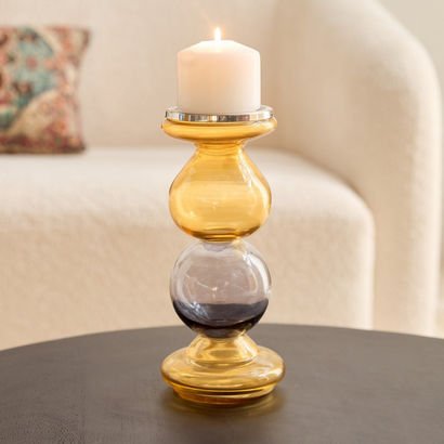 Moten Glass Decorative Candleholder - 11x11x28 cm