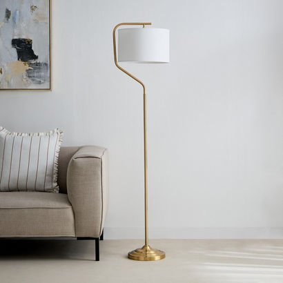 Deme Avala Metal Floor Lamp with Linen Shade - 162...