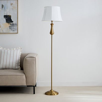Deme Grame Metal Floor Lamp with Linen Shade - 167...