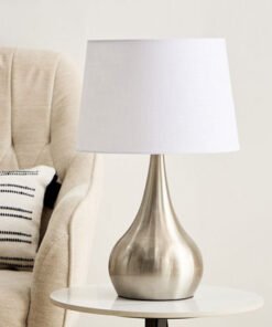 Antark Metal Table Lamp with Linen Shade - 30x48 c...