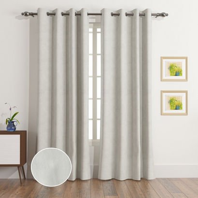 Dove 2-Piece Velvet Extra Long Dimout Curtain Set ...