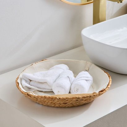 Bella Wide Jute Basket with Canvas Lining - 33x8 c...