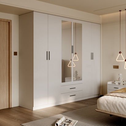 Marwell 6-Door Wardrobe with 2 Drawers and Mirrors