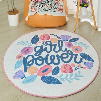 Ivy Meadows Ben Girl Power Printed Flannel Rug - 1...