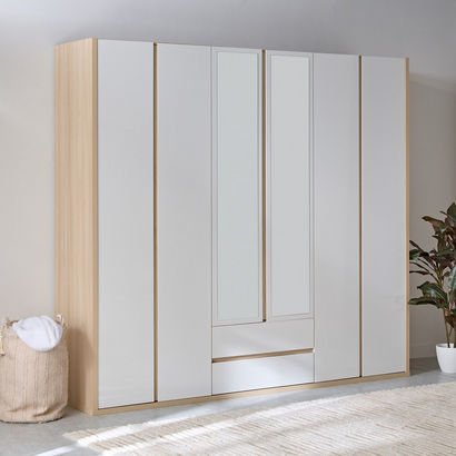 Artisan 6-Door Wardrobe with 2 Drawers and Mirror