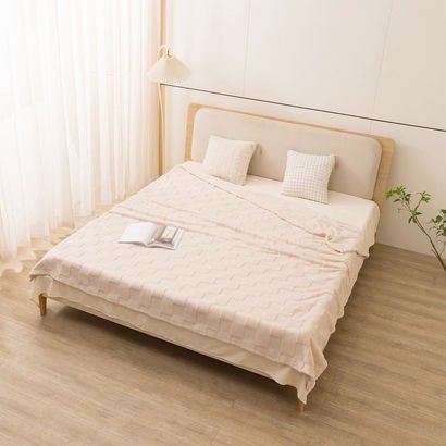 Cloud Sculpted Rabbit Fur Single-Layer Twin Blanke...