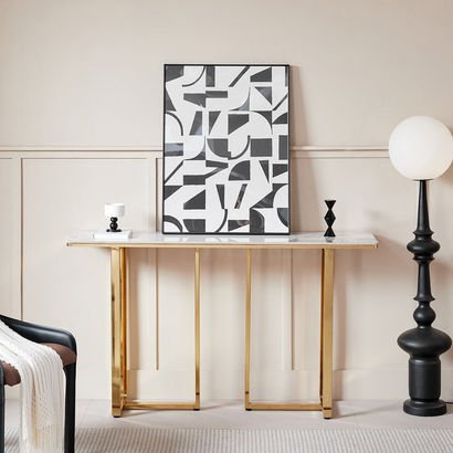 Pearl Sintered Stone Console Table