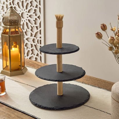Eden Slate 3-Tier Snack Serving Set