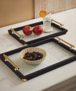 Dorothy Wooden Tray with Glass Base - Set of 2