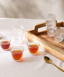 Ribbed Glass 12-Piece Cawa Cup Set - 60 ml