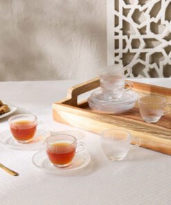 Ribbed Glass 12-Piece Espresso Cup and Saucer Set ...