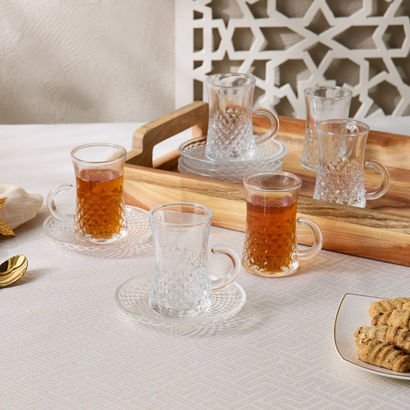 Opus 12-Piece Glass Istikan Cup and Saucer Set - 1...