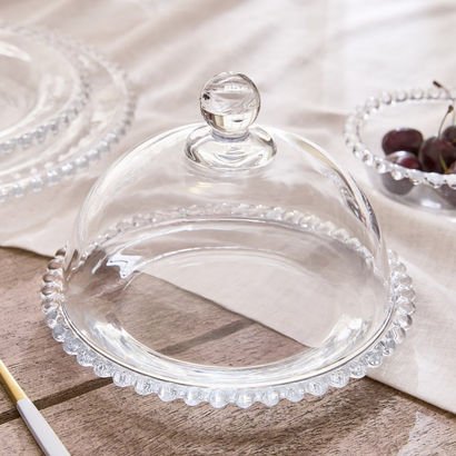Merriam Beaded Cake Stand with Dome - 19 cm