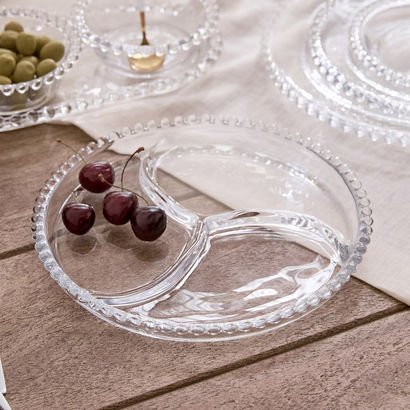Merriam 3-Partition Beaded Serving Plate - 23.3 cm