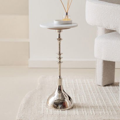 Cavon Billy Genuine Marble Top Accent Table