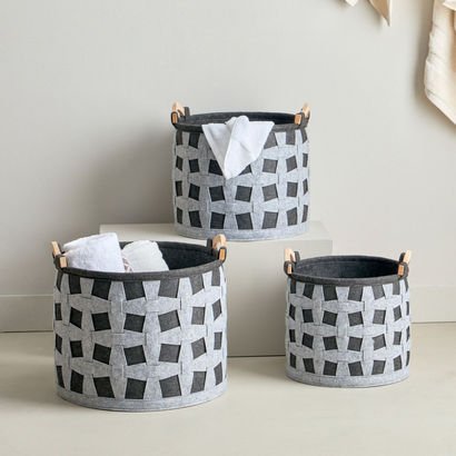 Circular 3-Piece Felt Basket Set