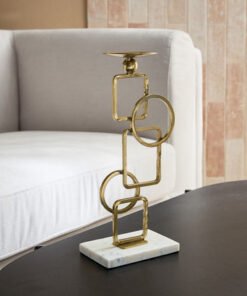Blake Metal Pillar Candleholder with Marble Base -...