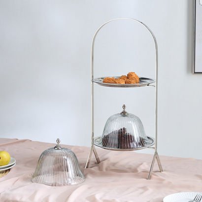 Oriental 2-Tier Stand with Cloche
