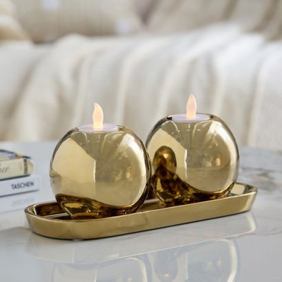 Titany Ceramic 3-Piece Tealight Candleholder with ...
