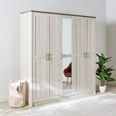 Angelic 5-Door Wardrobe with Mirror