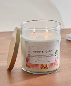 Aure Myrrh and Tonka Blown Jar Candle with Metal L...