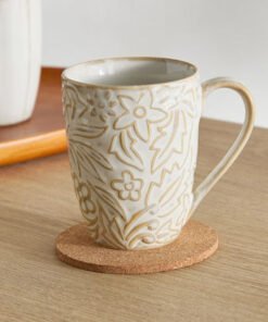 Donna Stoneware Flower Embossed Mug - 300 ml