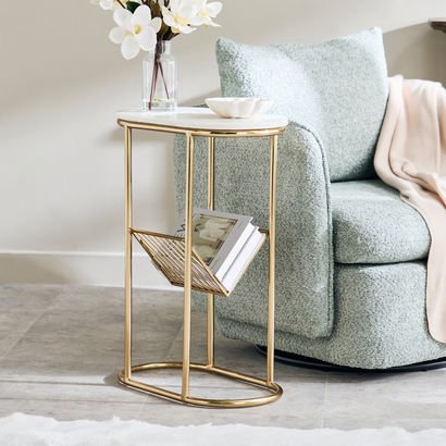 Cavon Margo Genuine Marble Top Accent Table