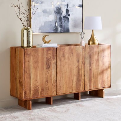 Cavon Seoul Genuine Marble Top 3-Door Sideboard