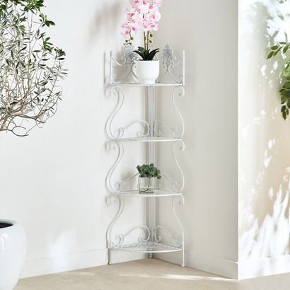 Vista Classic 4-Tier Metal Corner Shelf Planter St...