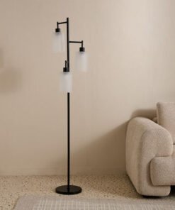 Haskett Gleam Metal Floor Lamp with 3-Glass Shade ...