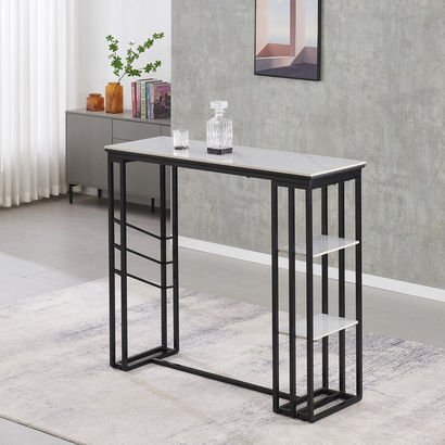 Delmar 4-Seater Sintered Stone Bar Table with Shel...