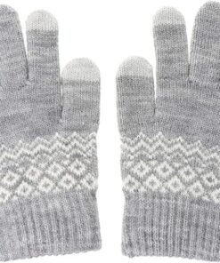 Luckam Women's Winter Touch Screen Gloves, Warm Fleece Lined Knit Gloves Elastic Cuff Winter Texting Gloves, Unisex Winter Warm Windproof Solid Color Knitted Mittens, Gloves with Touchscreen Fingers (Grey)