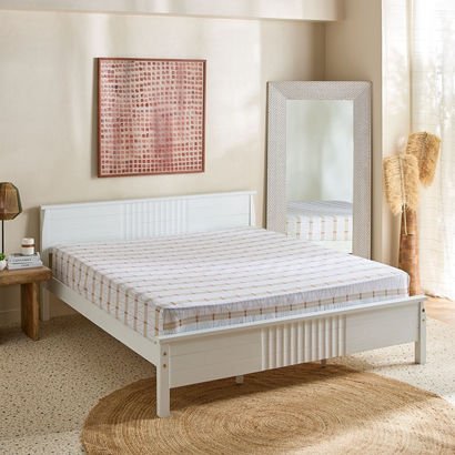 Malta Lattice Printed Cotton King Fitted Sheet - 1...