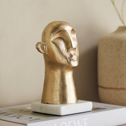 Viola Aluminium Human Face Table Accent with Natur...