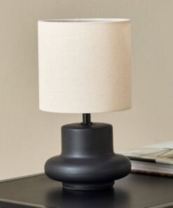 Emzie Ceramic Table Lamp with Linen Shade - 28 cm