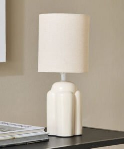 Emzie Ceramic Table Lamp with Linen Shade - 36 cm