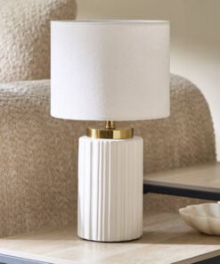 Emzie Ceramic Table Lamp with Linen Shade - 38.5 c...