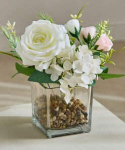 Areos Flower Arrangement in Glass Vase - 25 cm