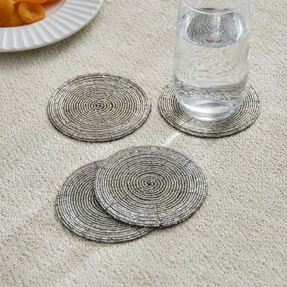 Blaze Beaded 4-Piece Coaster Set - 10 cm