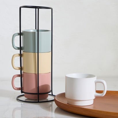 Davis 4-Piece Stoneware Coffee Mug Set - 300 ml