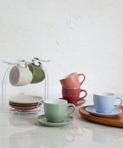 Davis 12-Piece Stoneware Tea Cup and Saucer Set - ...
