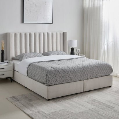 Curvy Wing Back Twin Upholstered Bed - 120x200 cm