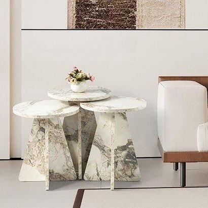 Gamora Stone Finish Nest of Tables - Set of 3
