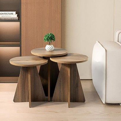 Gamora Stone Finish Nest of Tables - Set of 3